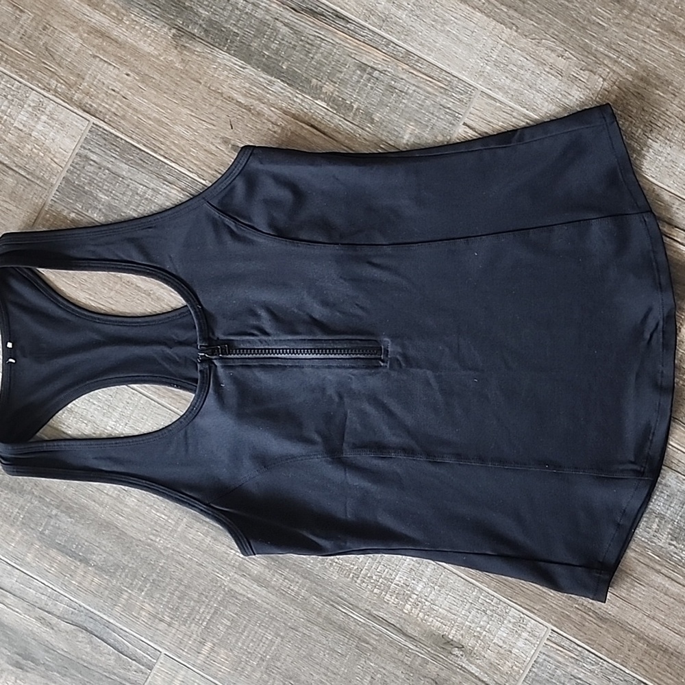 Women’s Black Racerback Zip-Front Tank Top